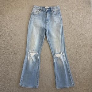 Rollas Jeans sz 26 High Rise Slim Bootcut Cropped Distress Light Wash 26 x 27